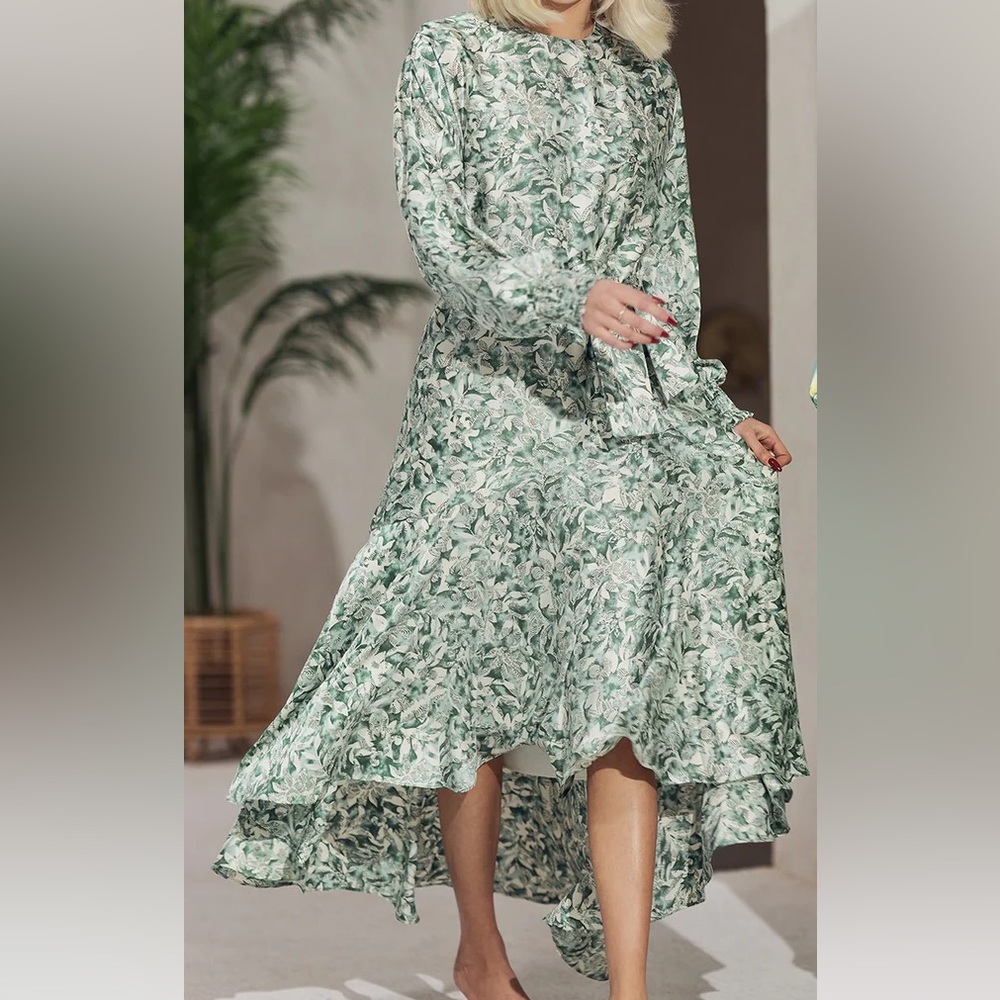 Aleeza Paris Onyx Printed Dress in Leave Print